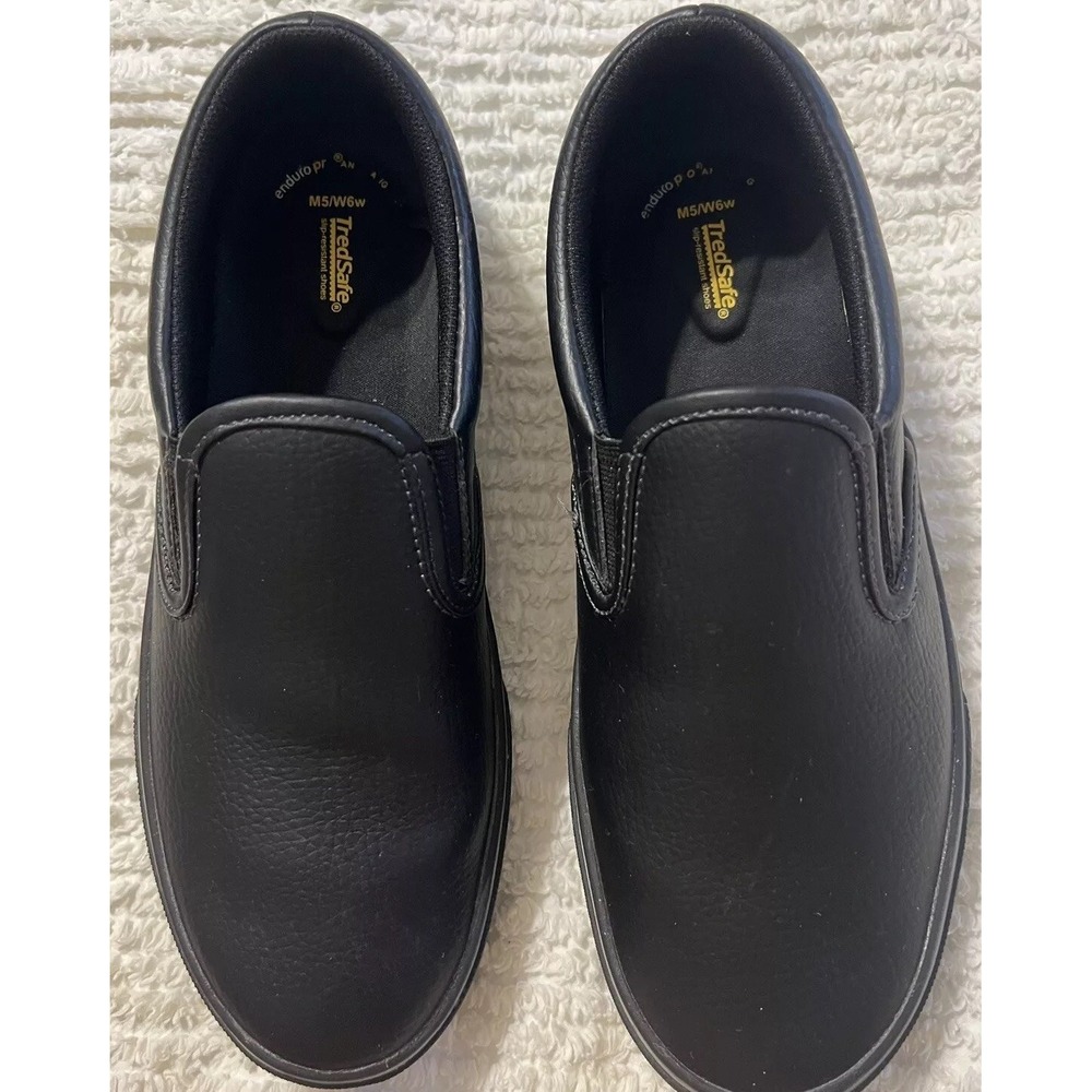 Tredsafe Unisex Slip Resistant Black Slip-on Shoes Size Women's 6M Men's 5M